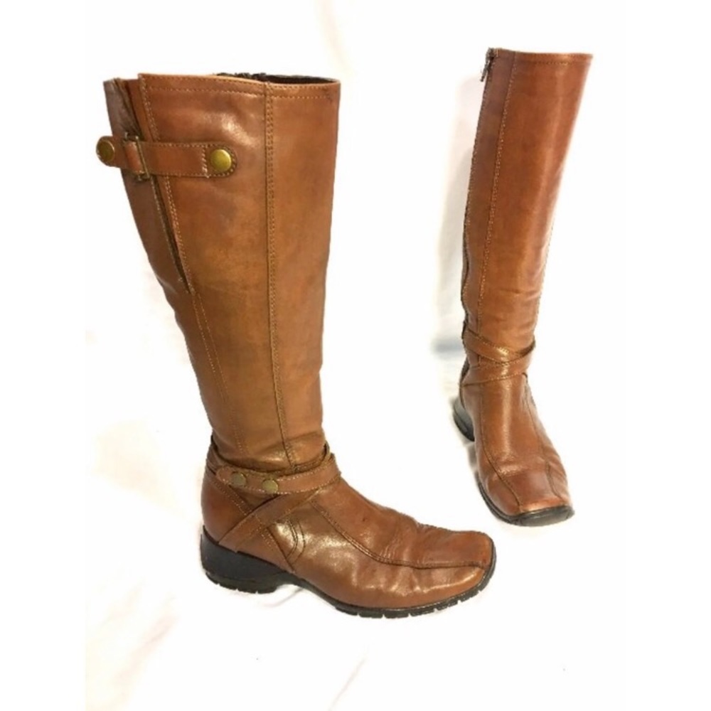 CLARKS Brown Leather Knee High Riding Boot 6.5